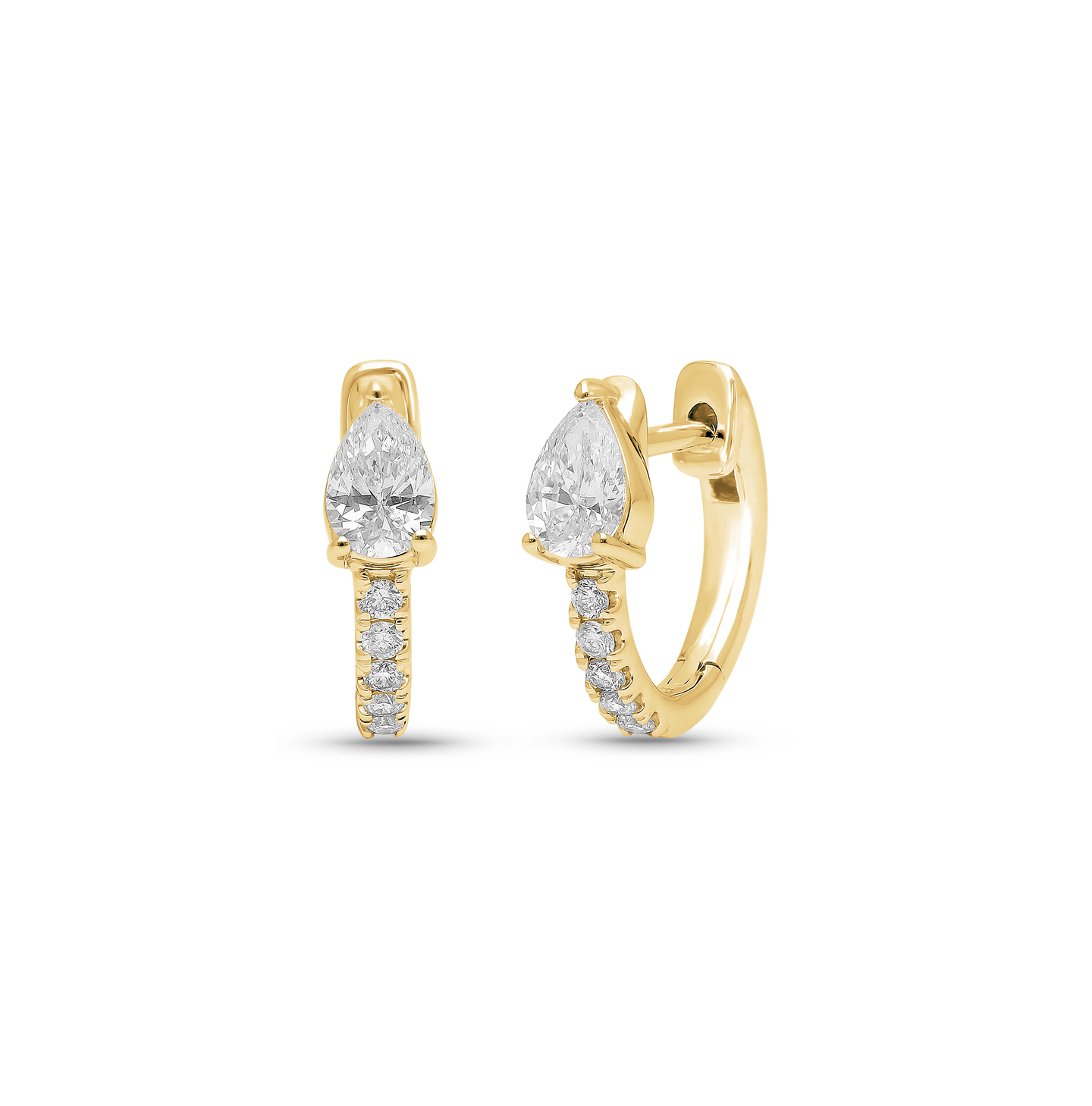 Sabel Collection Pear and Round Diamond Huggie Hoop Earrings