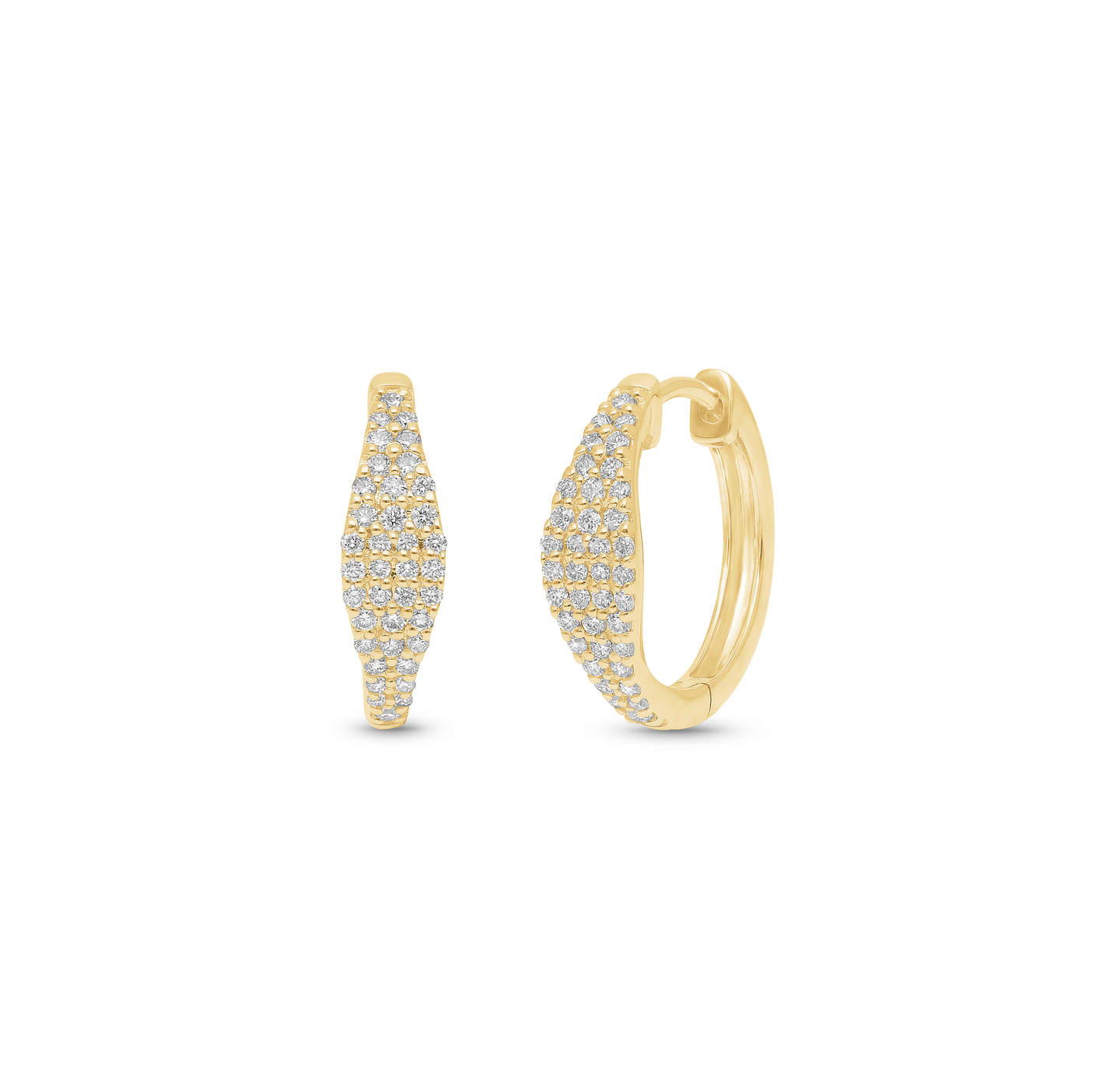 14K Yellow Gold Pavé Diamond Hoop Earrings