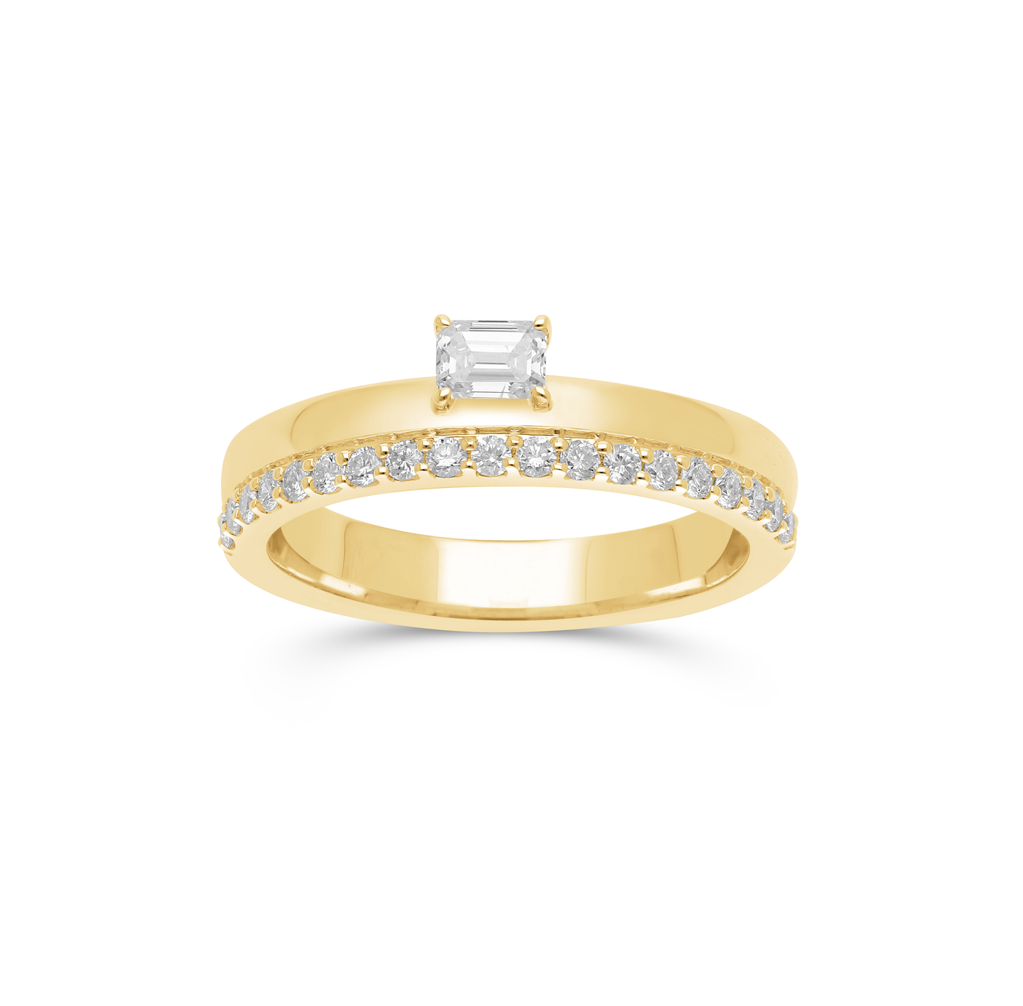 Sabel Collection Yellow Gold 3 Row Diamond Stack Ring