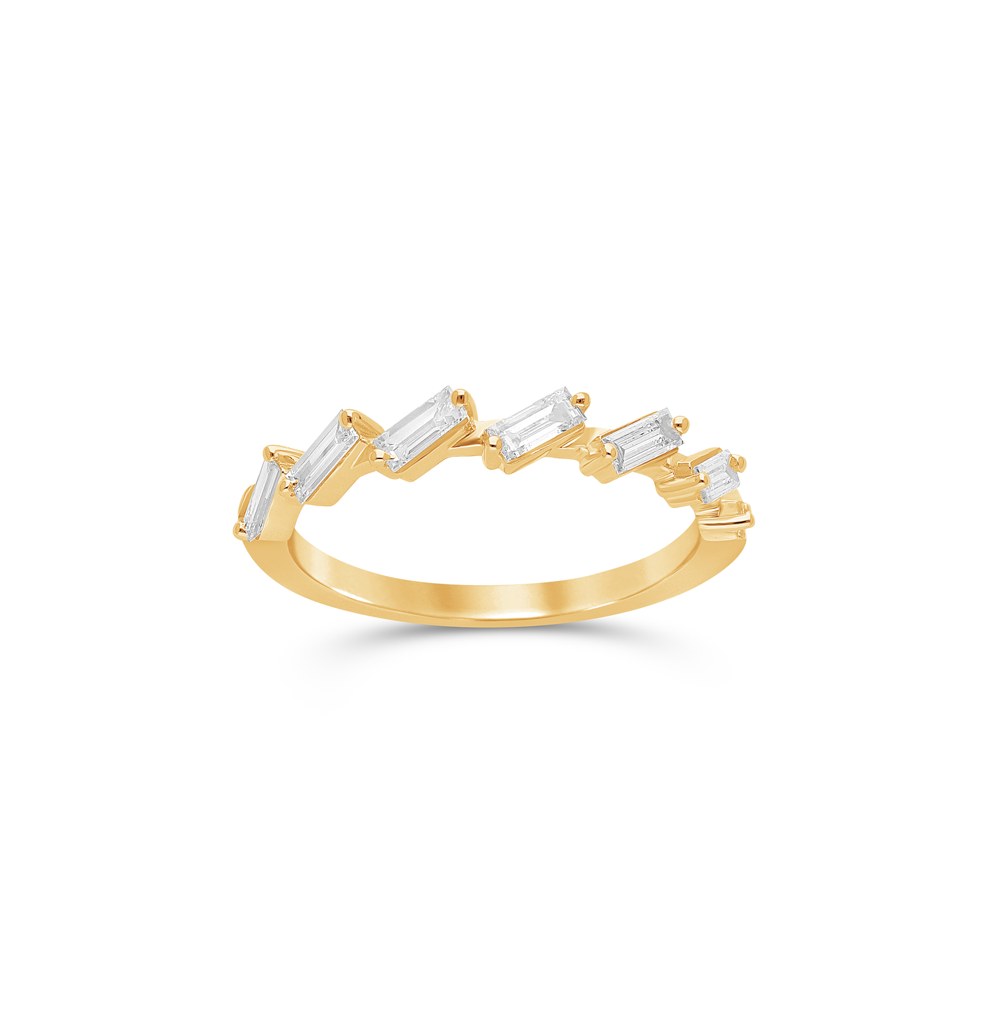 Yellow Gold Baguette Diamond Stacking Ring