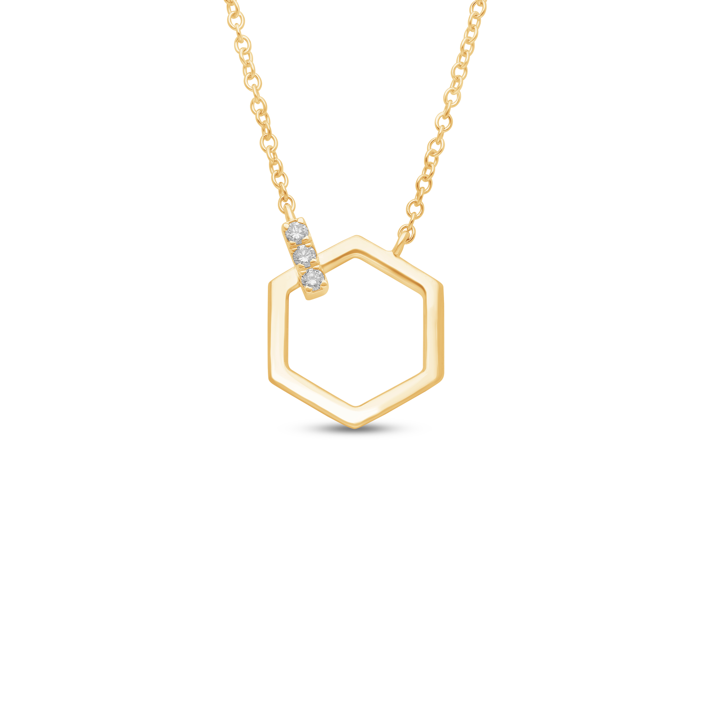 Sabel Collection Yellow Gold Octagon Pendant with Diamonds on 18