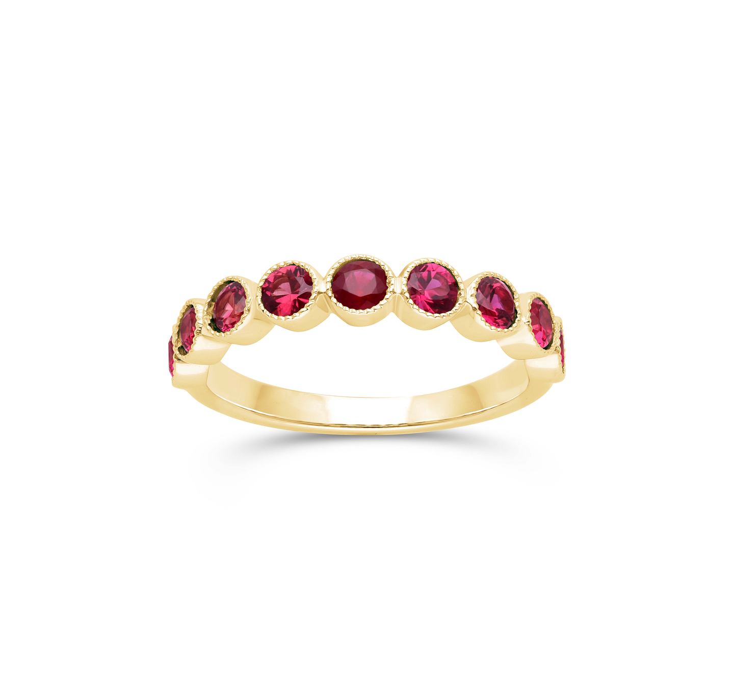 Sabel Collection Yellow Gold Round Ruby Bezel Set Ring
