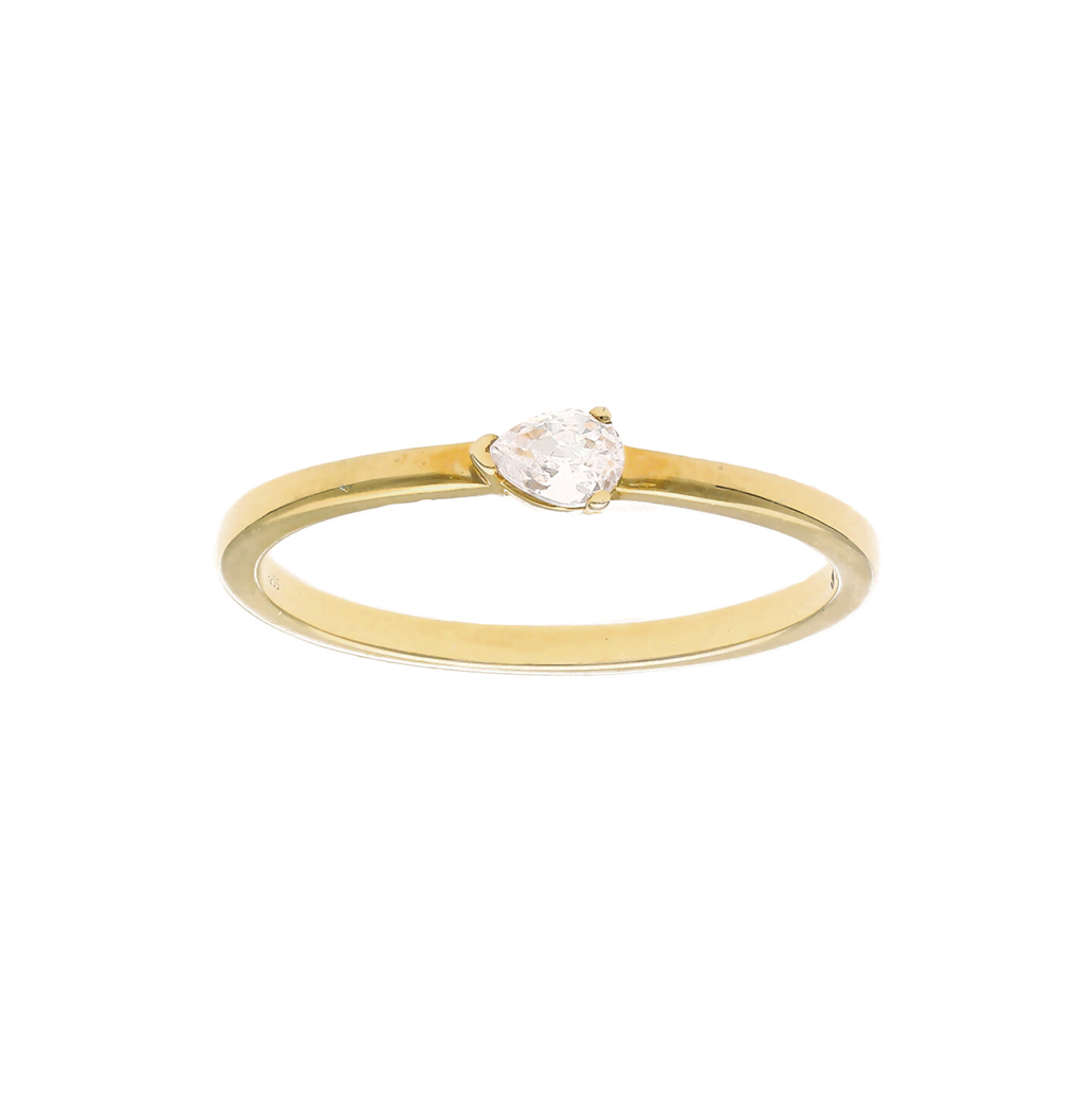 Sabel Collection Yellow Gold Pear Shape Diamond Stacking Ring