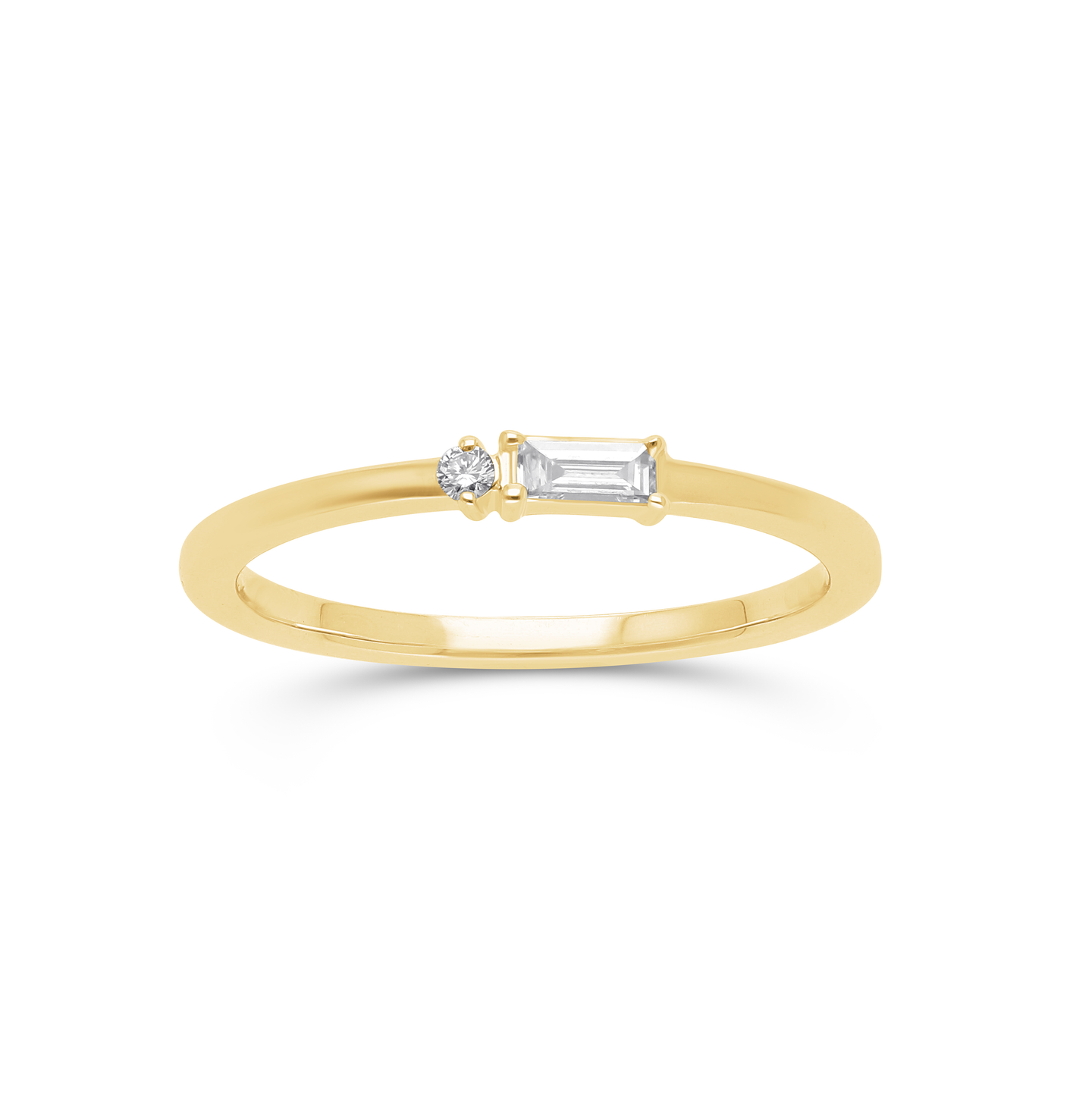 Sabel Collection Yellow Gold Baguette and Round Diamond Stacking Ring