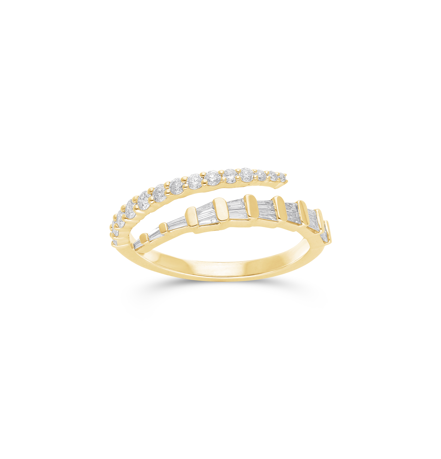 14K Yellow Gold Tapered Diamond Wrap Ring