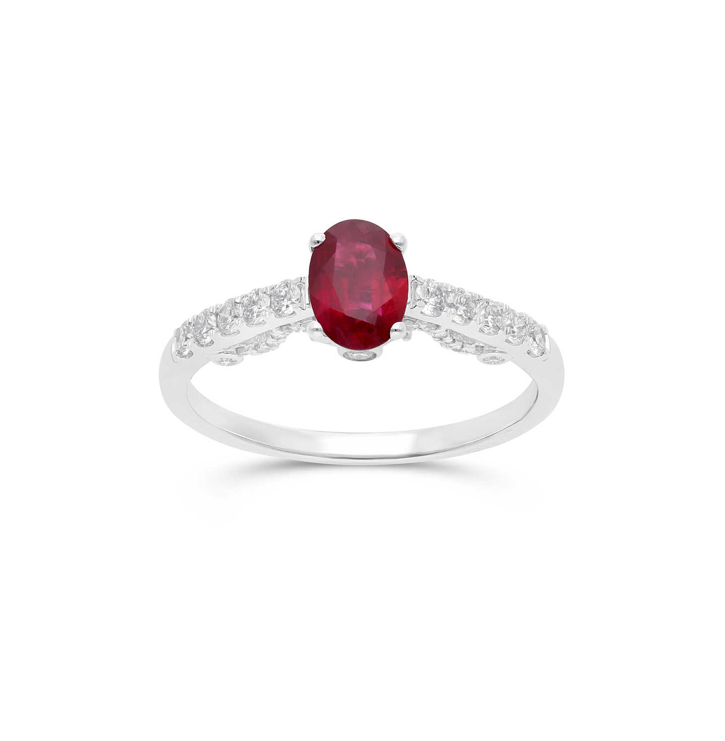 Sabel Collection White Gold Ruby and Round Diamond Ring