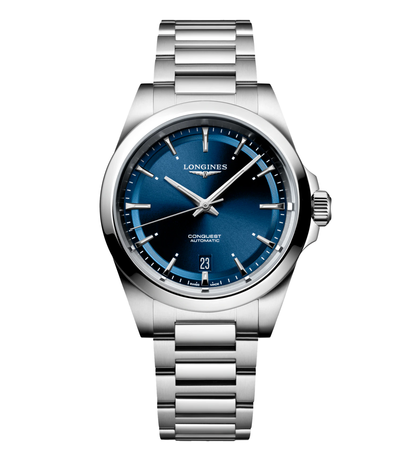 Longines Conquest 38mm Watch with Stainless Steel Bracelet and Blue Dial