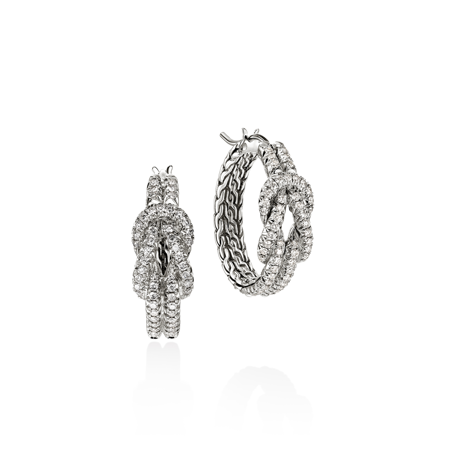 John Hardy Love Knot Sterling Silver Diamond Hoop Earrings, 16mm