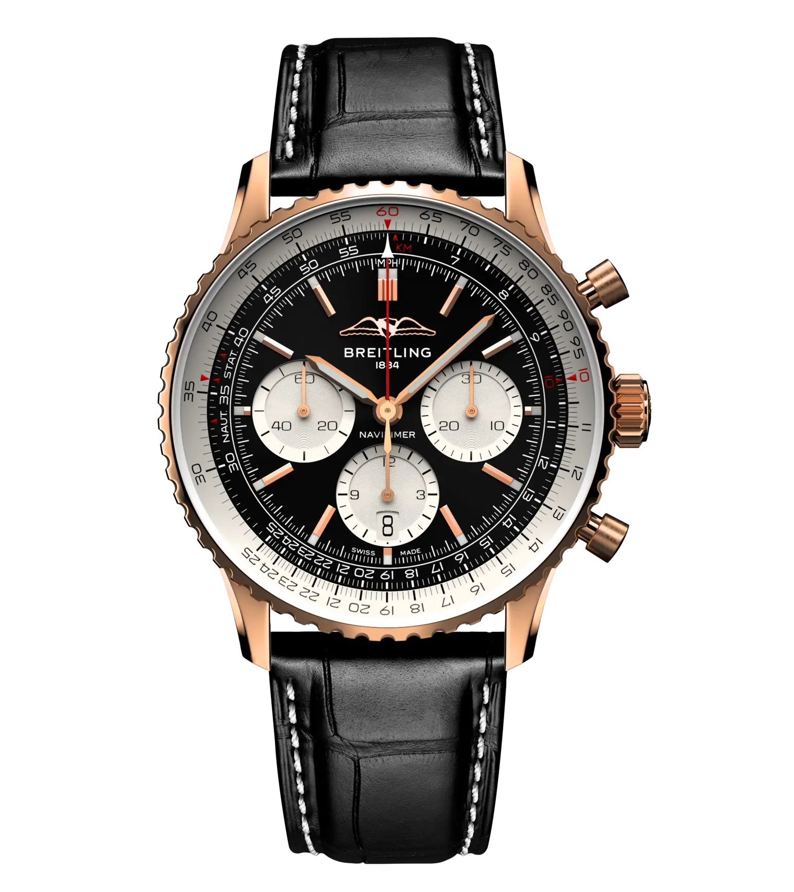 BREITLING ブラックレザーベルト 22-18mm ナビタイマー B01 BREITLING BREITLING ブラックレザーベルト 22-18mm ナビタイマー B01 BREITLING