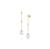 Sabel Collection Yellow Gold Pearl and Diamond Dangle Earrings