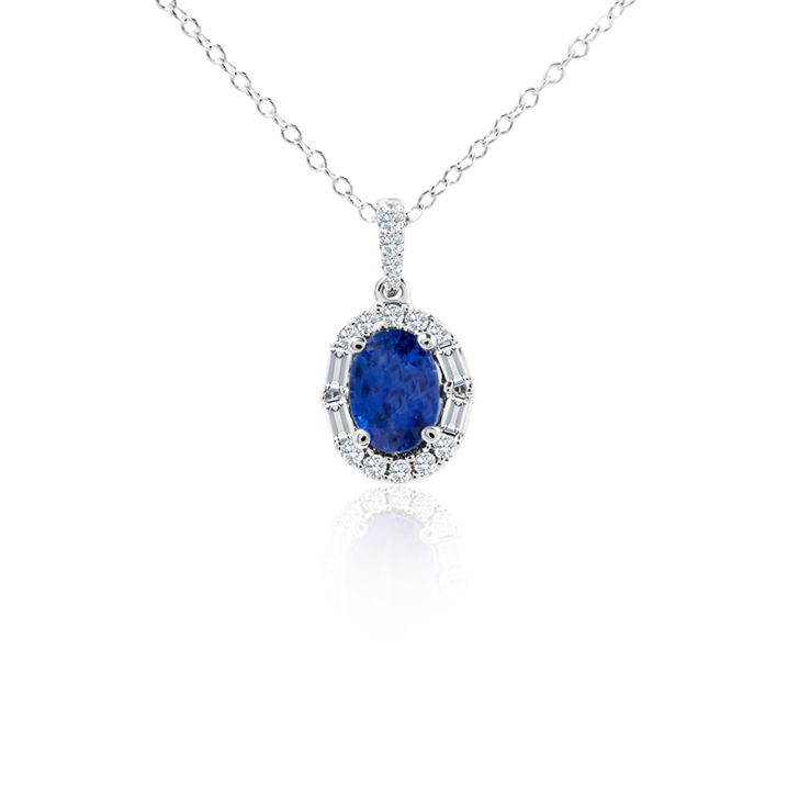 Sabel Collection Blue Sapphire and Multi-Shape Diamond Drop Pendant