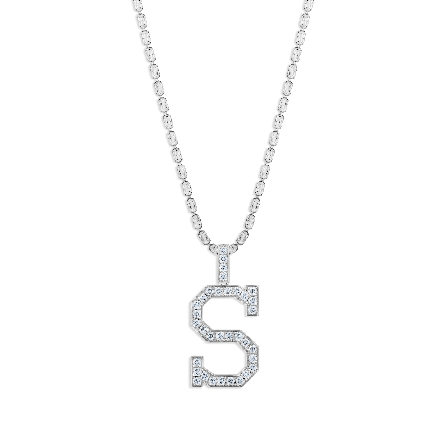 Sabel Collection White Gold Diamond S Initial Pendant