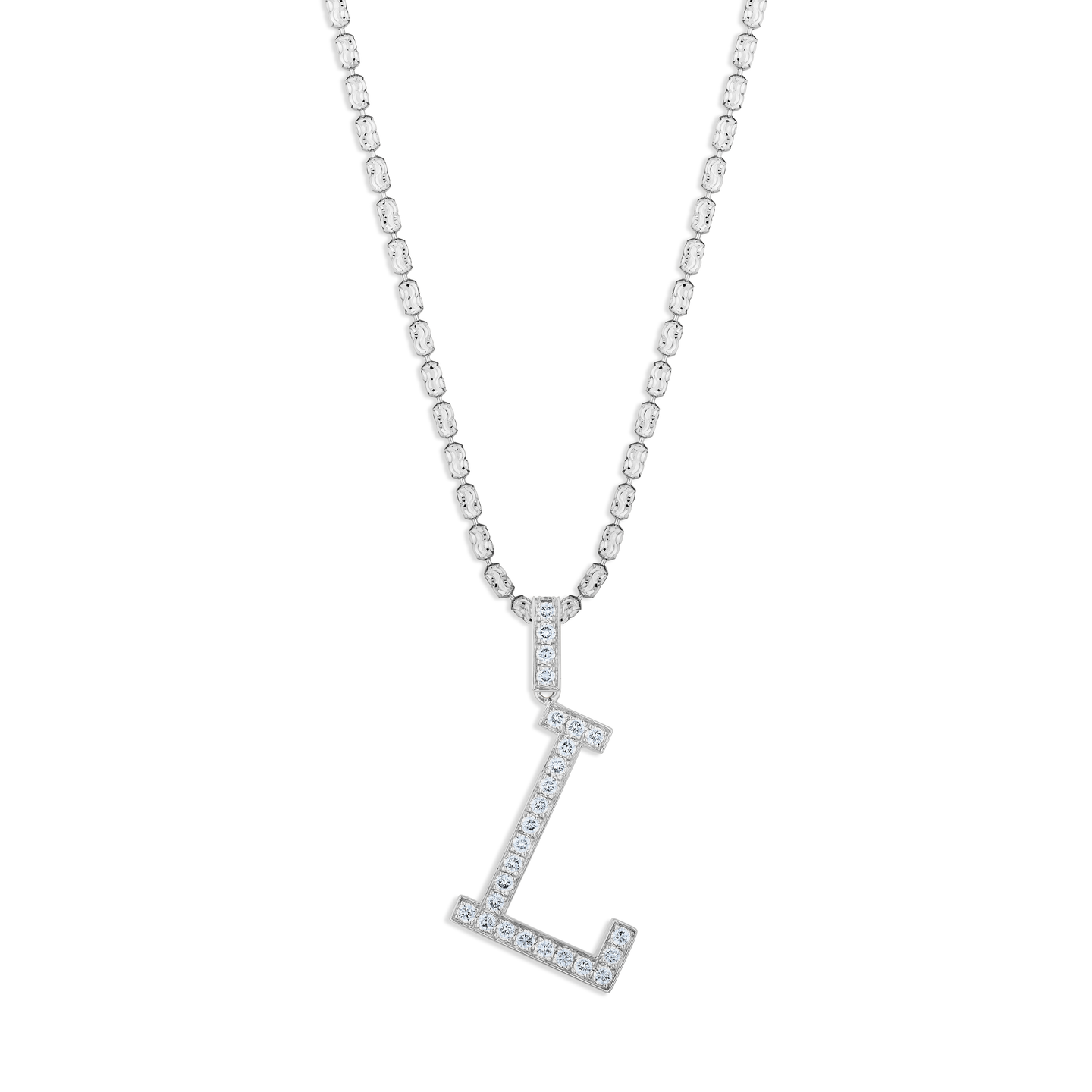 Sabel Collection White Gold Diamond L Initial Pendant