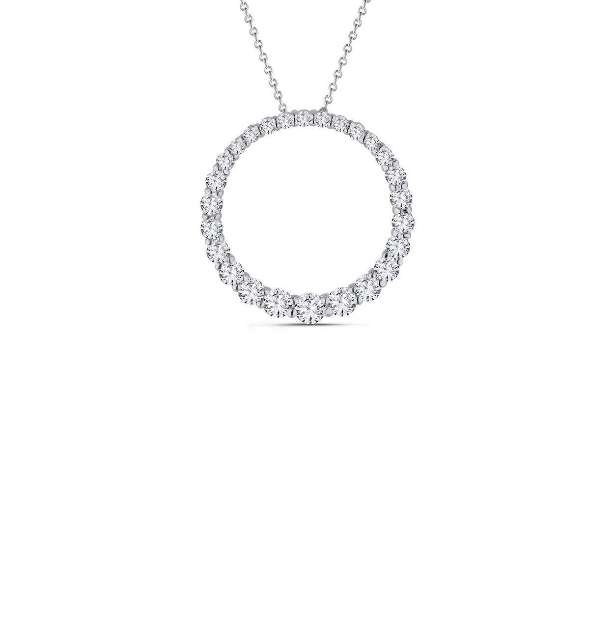Sabel Collection White Gold Graduated Diamond Circle Pendant