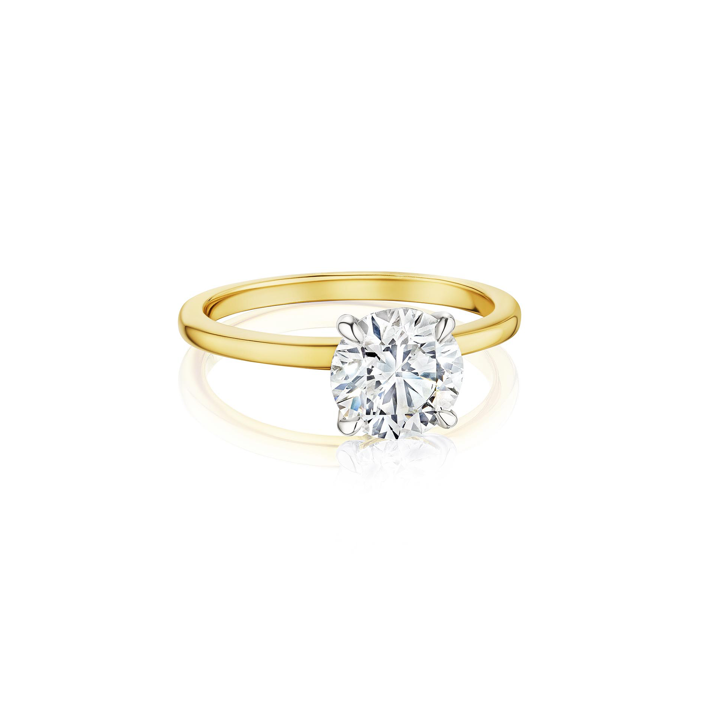 Round Diamond Solitaire Engagement Ring in White and Yellow Gold