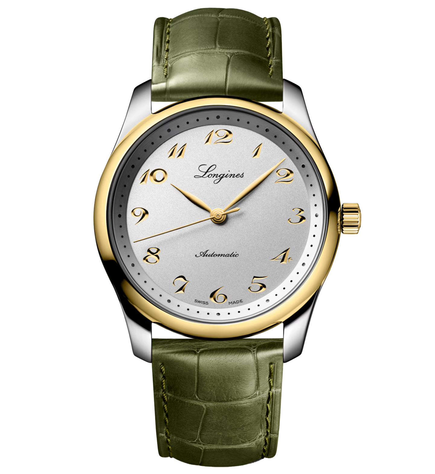 Longines Master 40mm Watch with Green Leather Strap