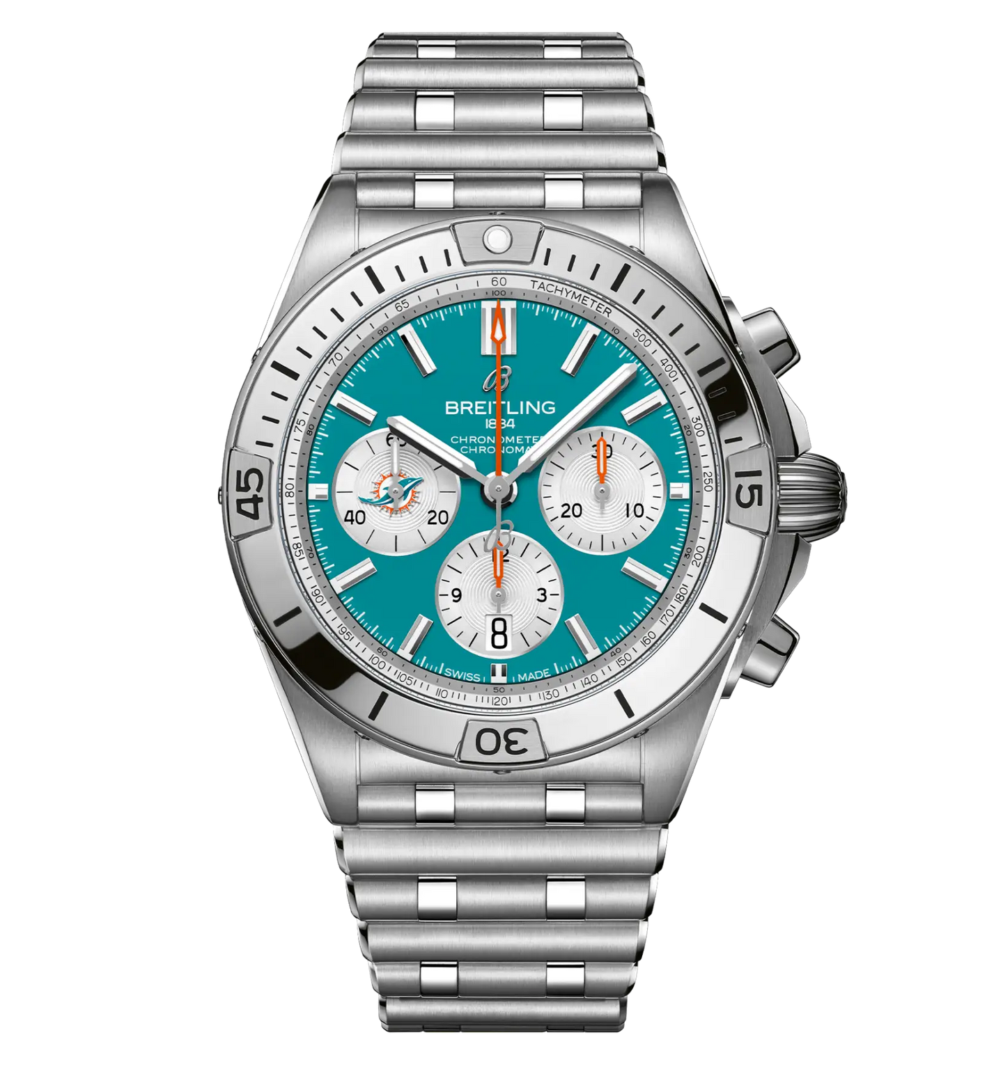 Breitling Chronomat B01 42 NFL Miami Dolphins Edition with Stainless Steel Bracelet