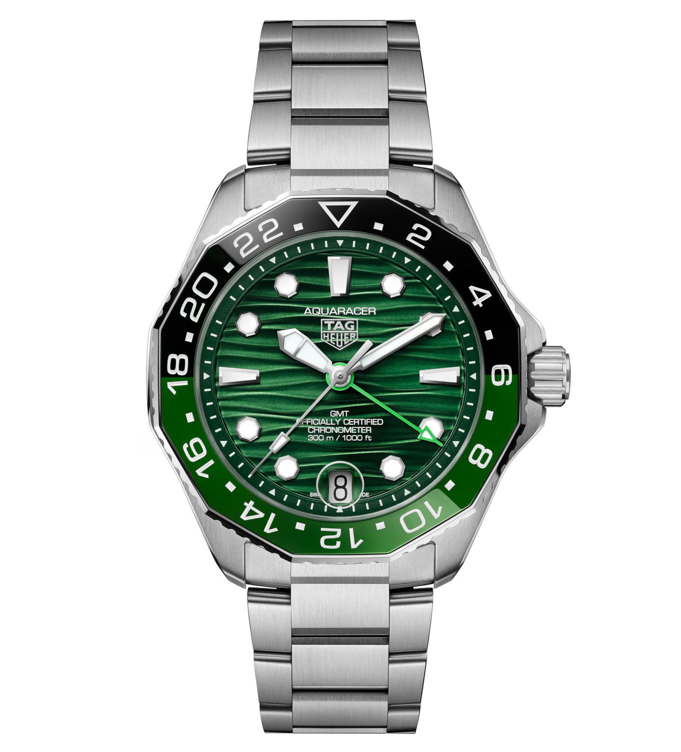 TAG Heuer Aquaracer Professional 300 GMT Watch with Green Dial