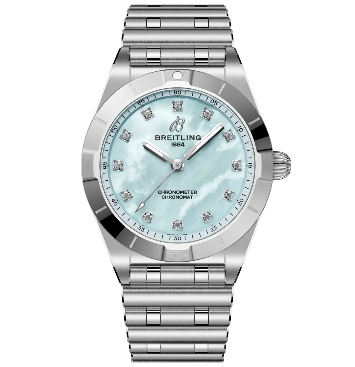 Breitling Chronomat 28 Watch with Blue Mother of Pearl Dial