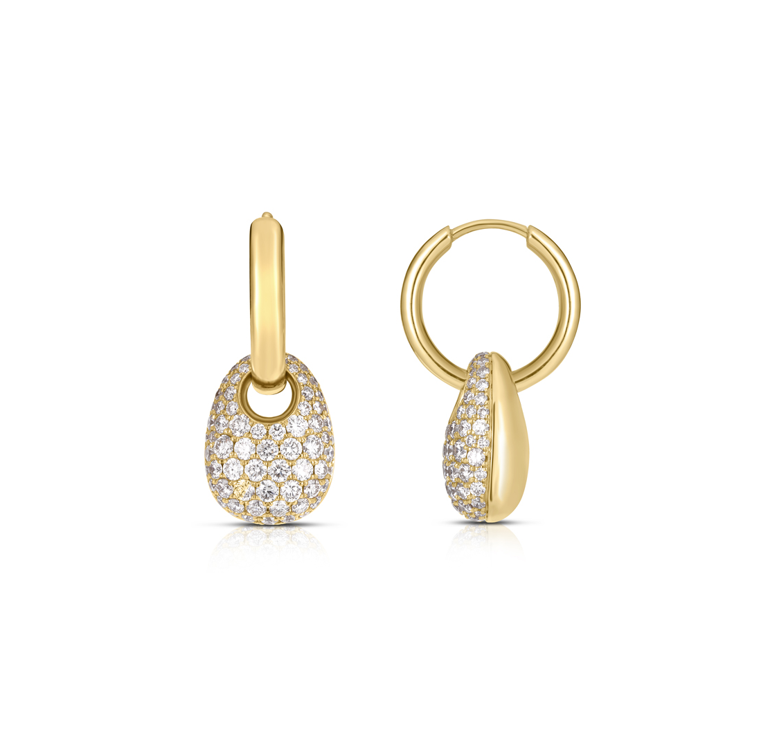 Sabel Collection Yellow Gold Pavé Diamond Drop Earrings