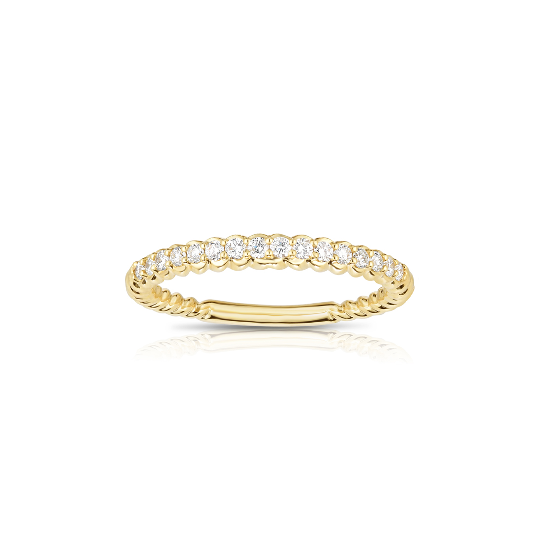 Sabel Collection Yellow Gold Cable and Diamond Stacking Ring