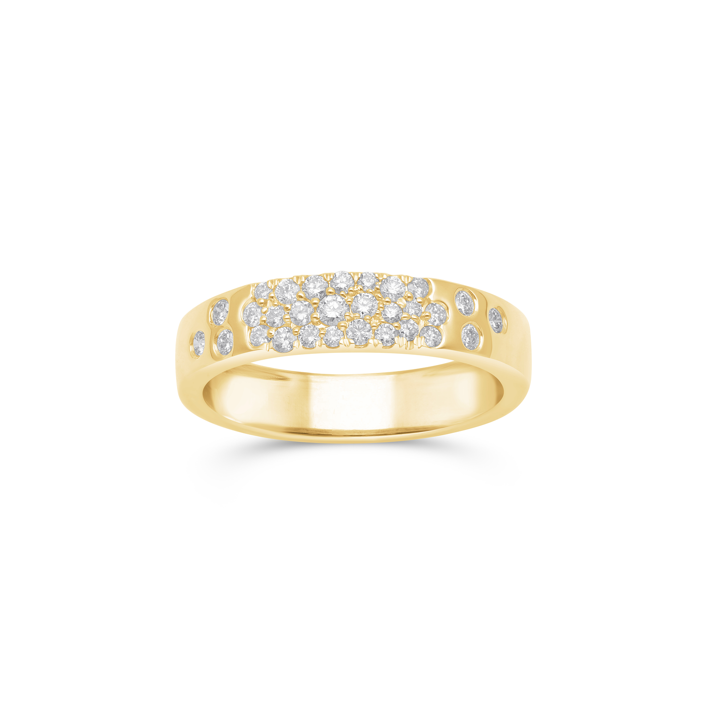 14K Yellow Gold Diamond Sprinkle Wedding Band