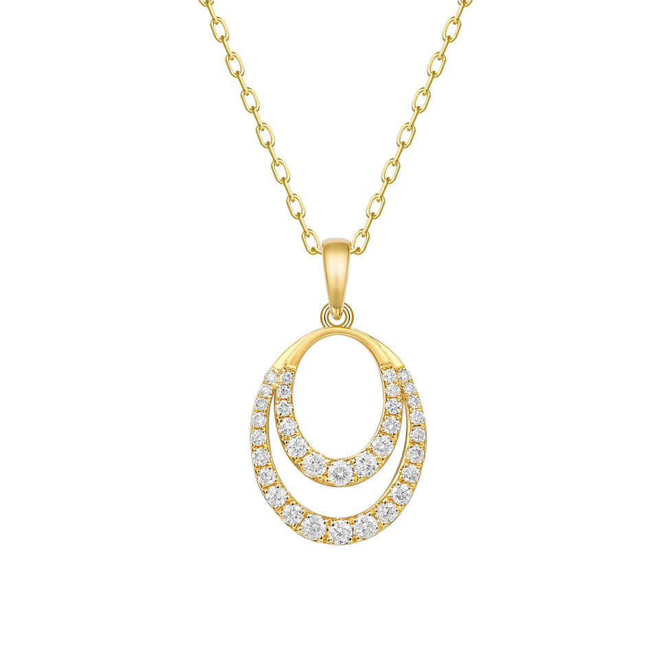 Sabel Collection Yellow Gold Diamond Double Oval Pendant