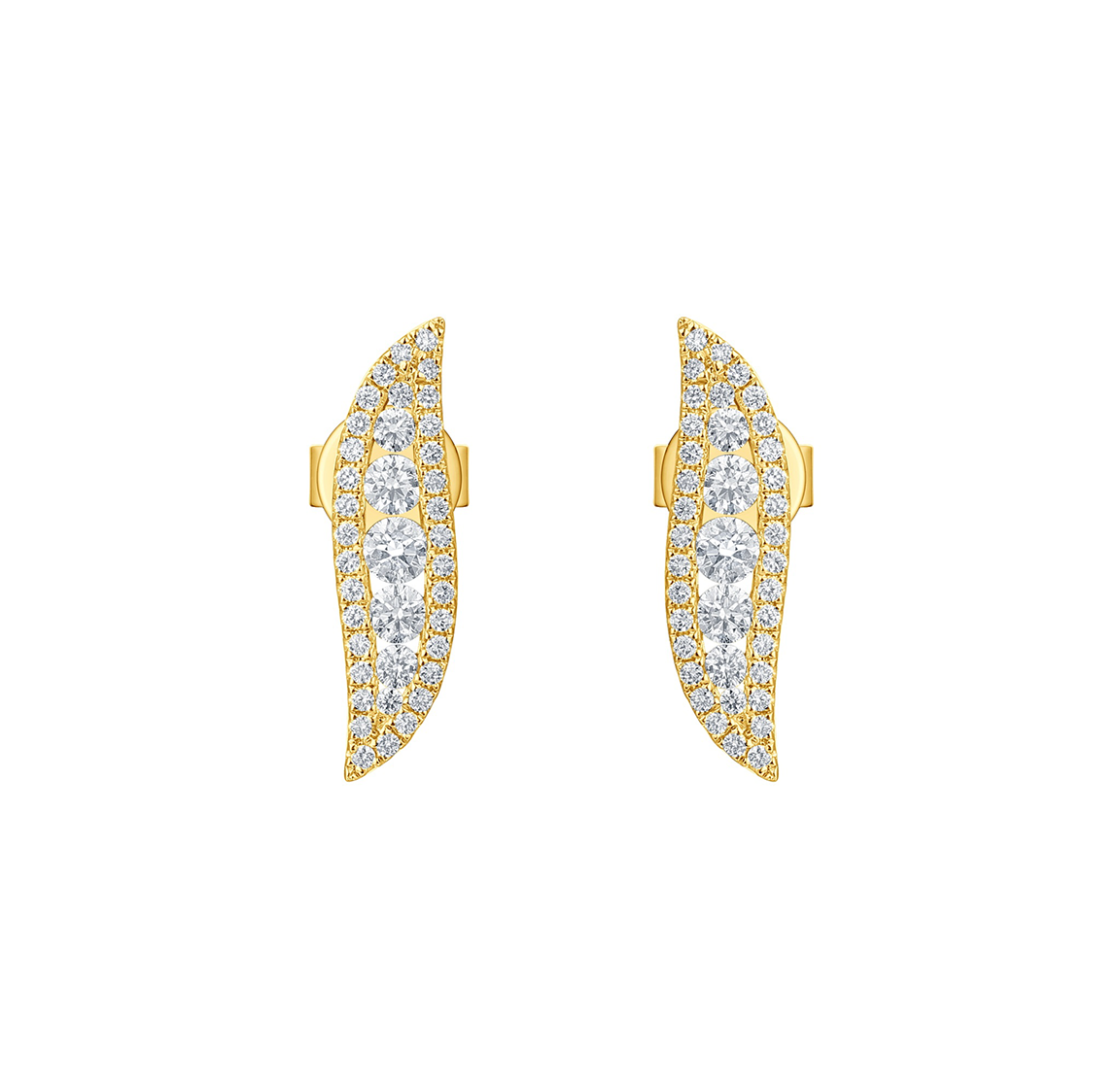 Sabel Collection Yellow Gold Diamond Wing Climber Earrings