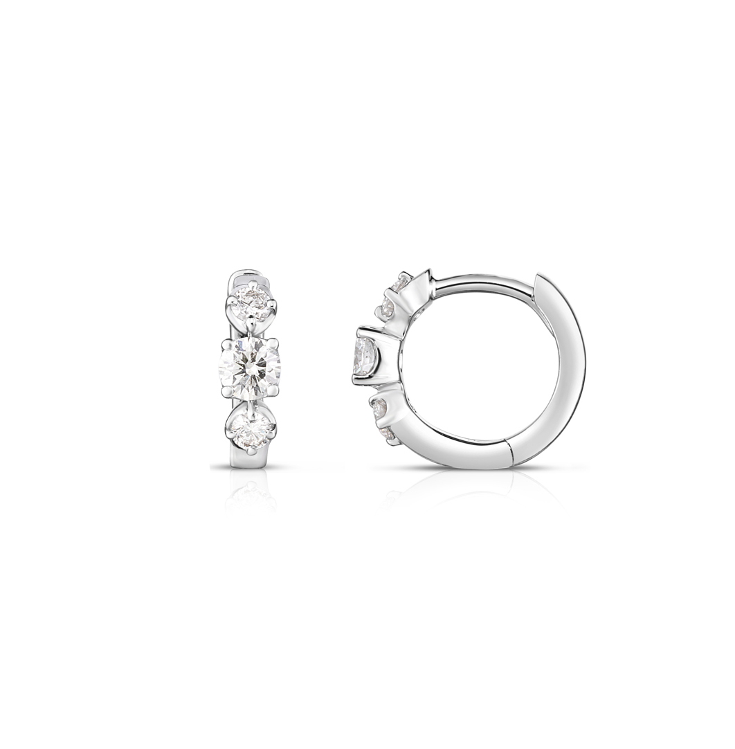 Sabel Collection White Gold Mini Hoop Diamond Earrings