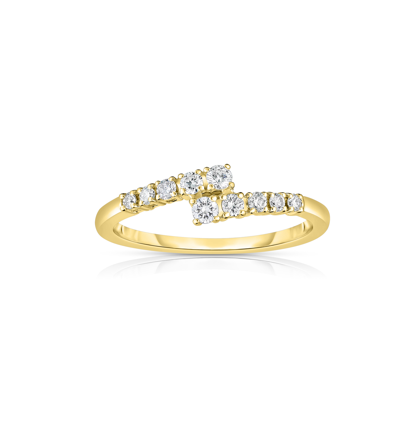 Sabel Collection Yellow Gold Bypass Ring with Diamonds