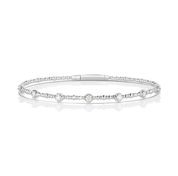 Sabel Collection White Gold Beaded and Diamond Bangle