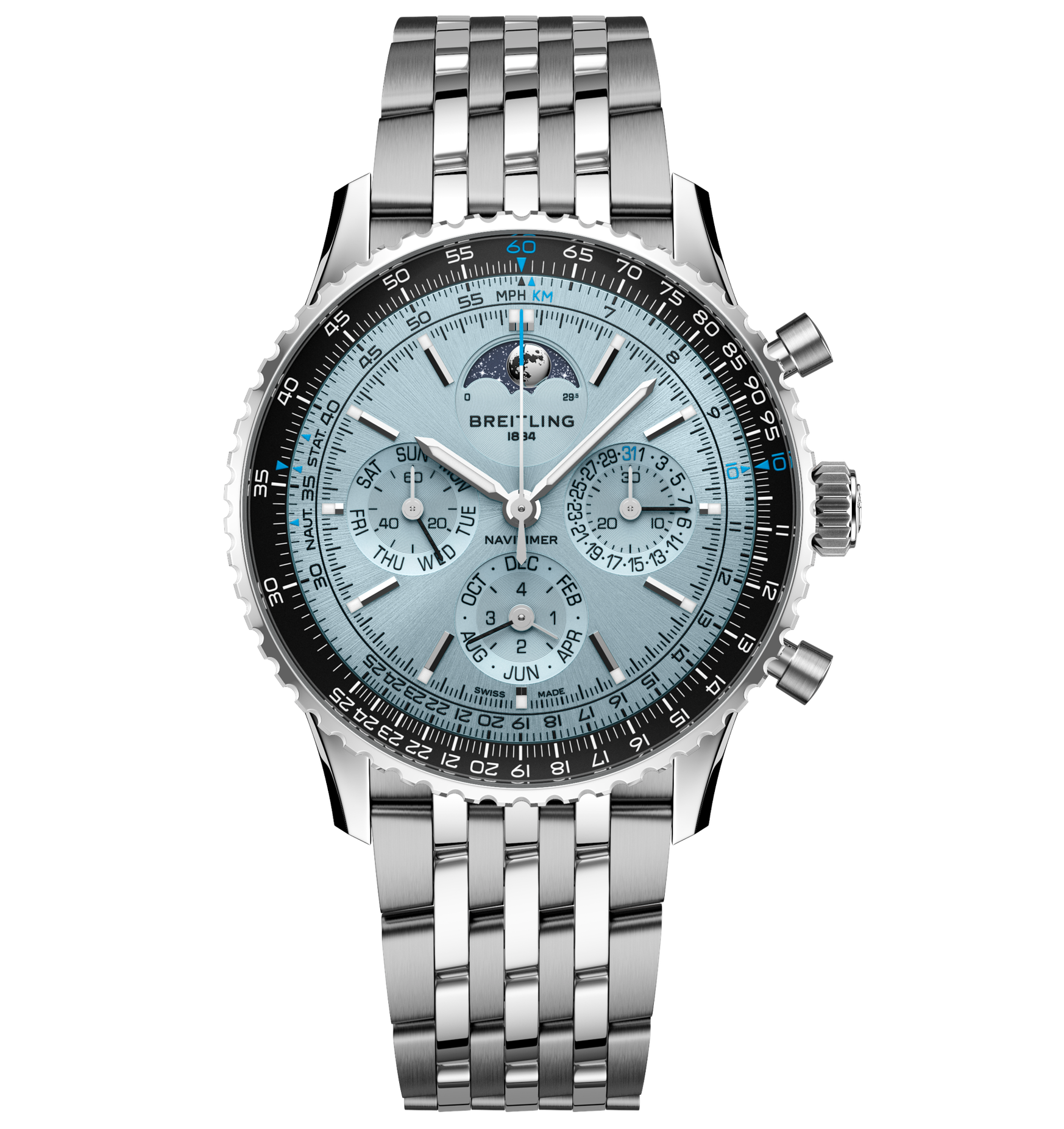 Breitling Navitimer B19 Chronograph 43 Perpetual Calendar Watch with Stainless Steel Bracelet