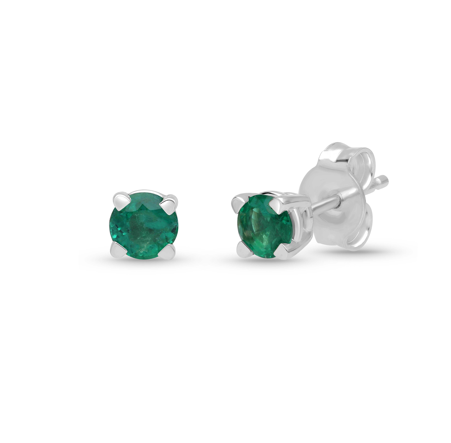 Sabel Collection White Gold Emerald Stud Earrings