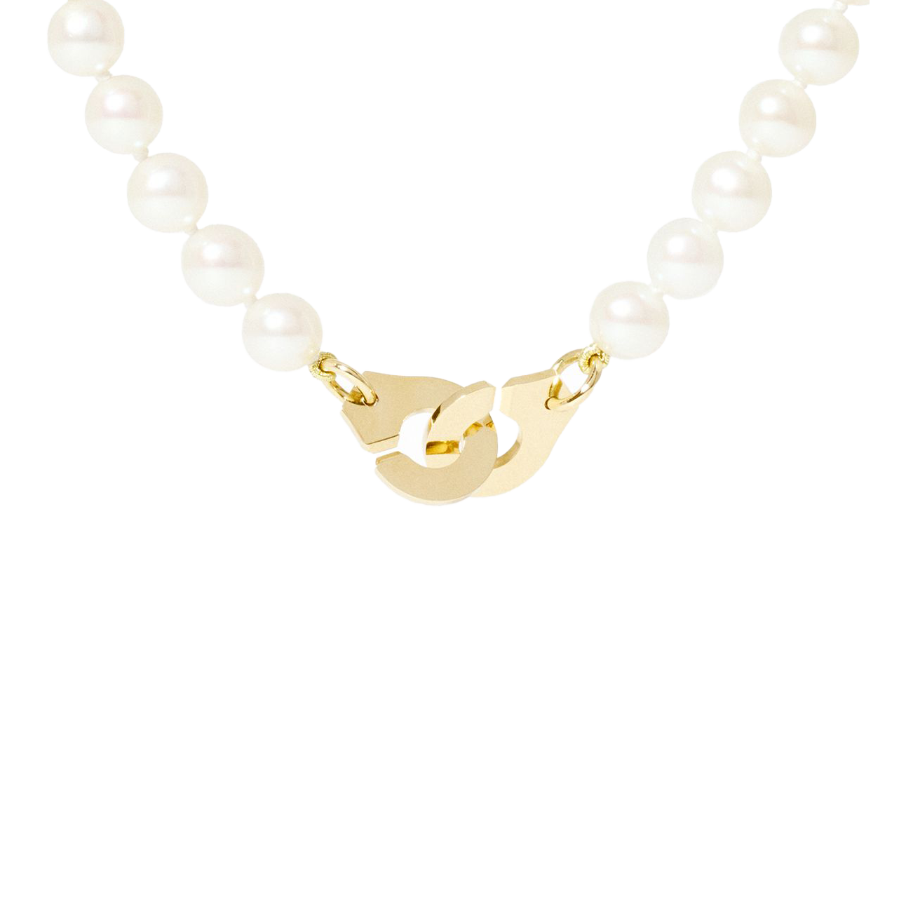 Dinh Van Menottes Yellow Gold Pearl Small Necklace