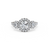 The Studio Collection Round Three Stone Engagement Ring with Halo in Platinum