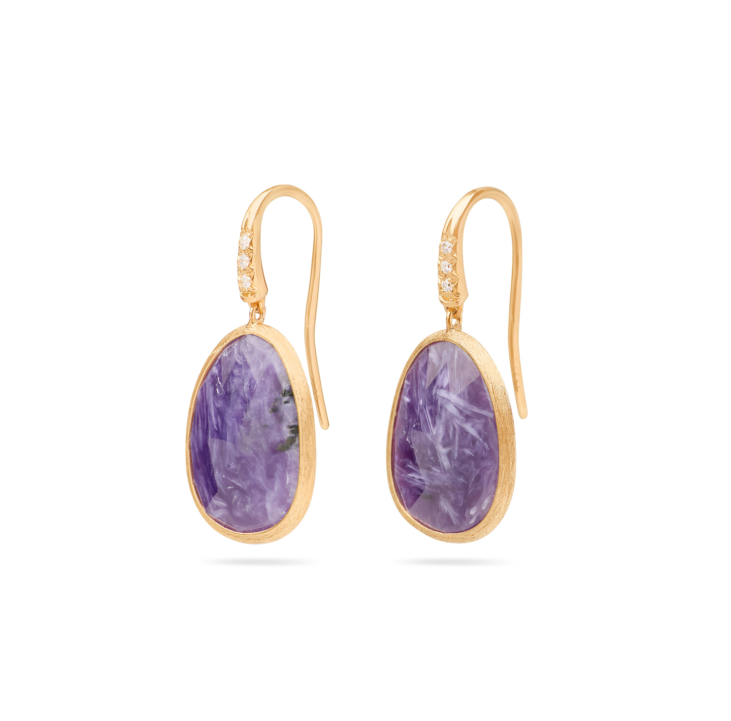 Marco Bicego Lunaria Drop Earrings with Charoite and Diamond Accent