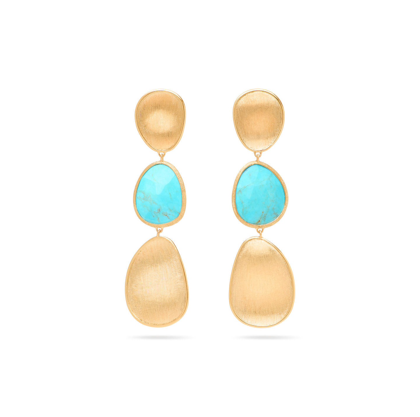 Marco Bicego Lunaria Yellow Gold Three-Drop Turquoise Earrings