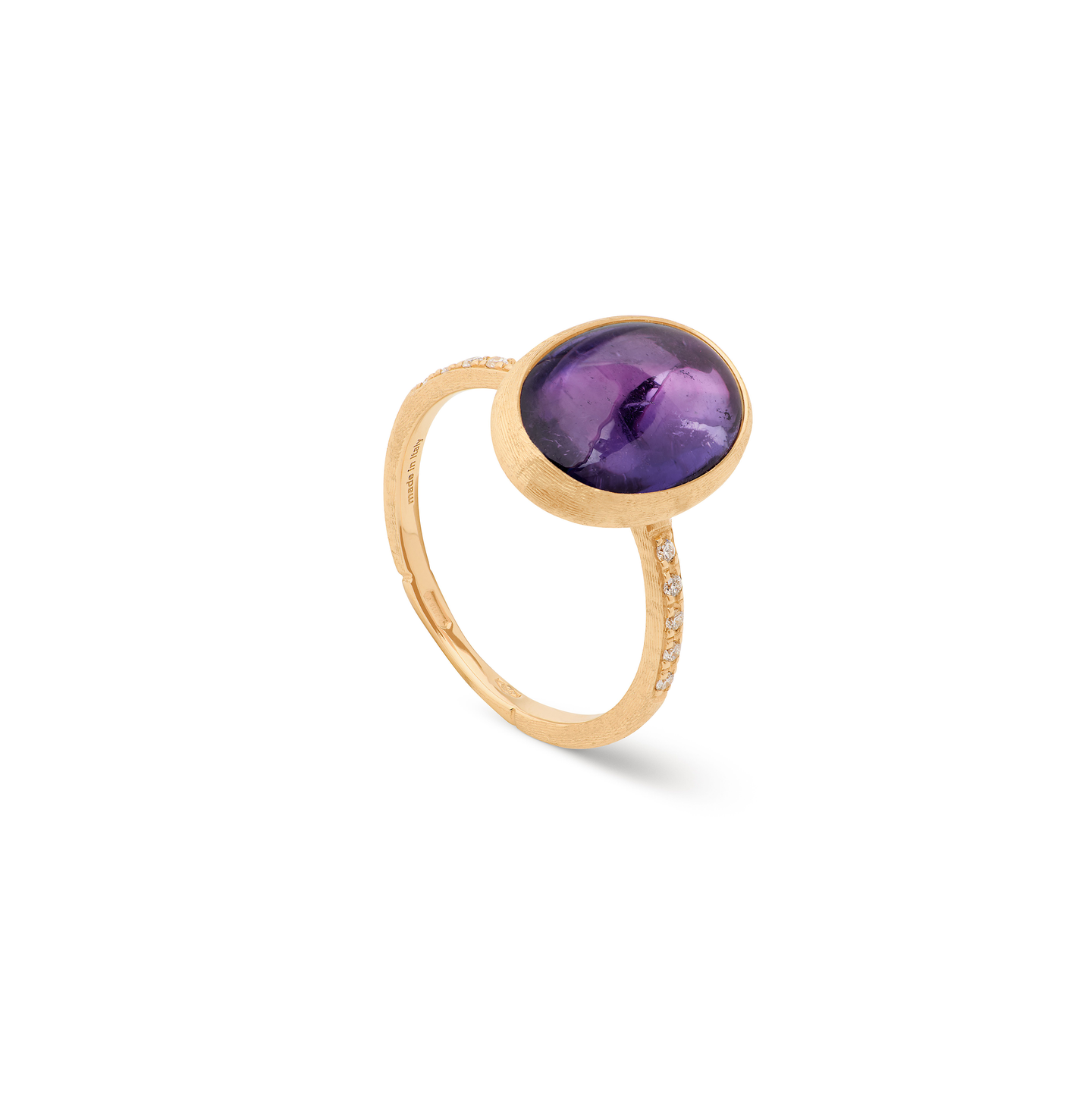 Marco Bicego Siviglia Yellow Gold Amethyst Ring with Diamond Pavé Shank