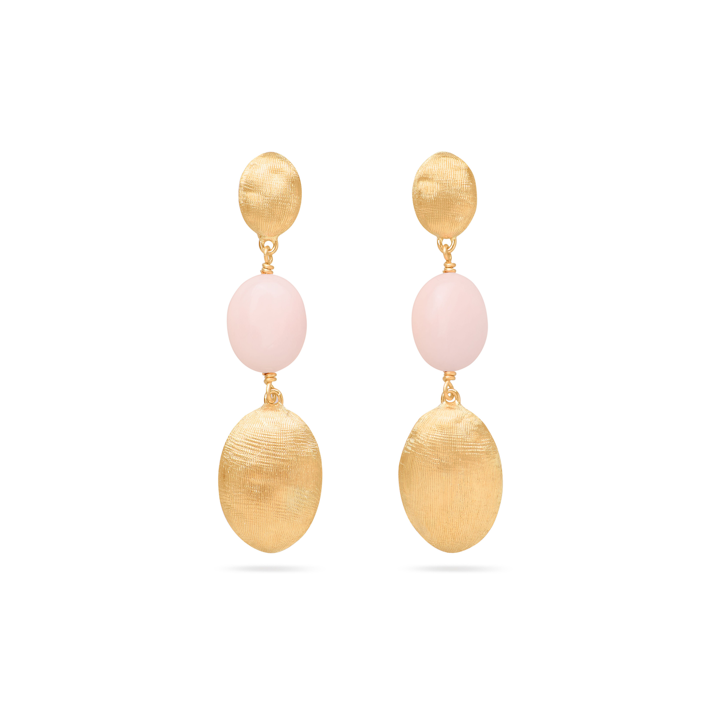 Marco Bicego Siviglia Yellow Gold Bead and Pink Opal Dangle Earrings