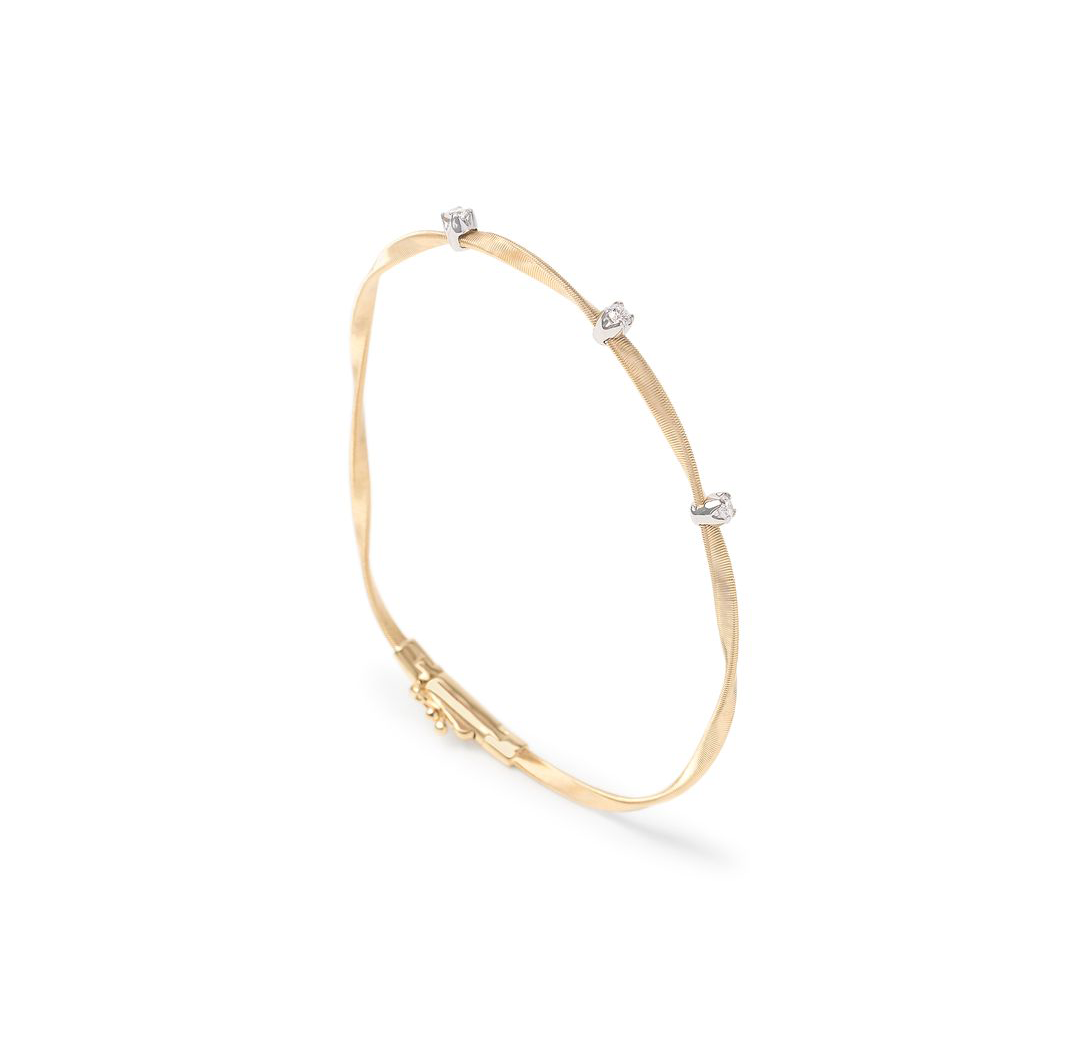 Marco Bicego Marrakech Mixed Metals Twisted Coil Bangle with Diamonds