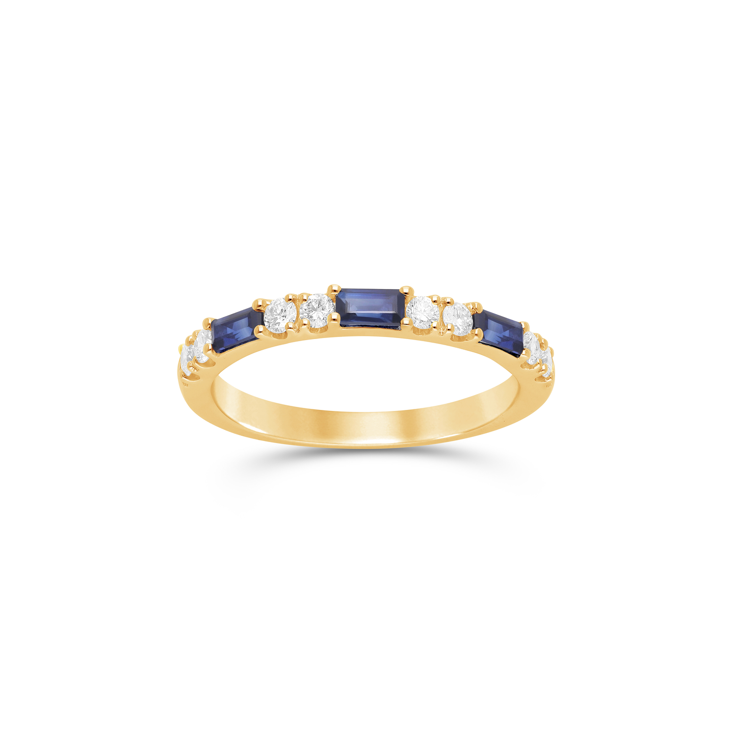 Sabel Collection Yellow Gold Blue Sapphire and Diamond Stacking Ring
