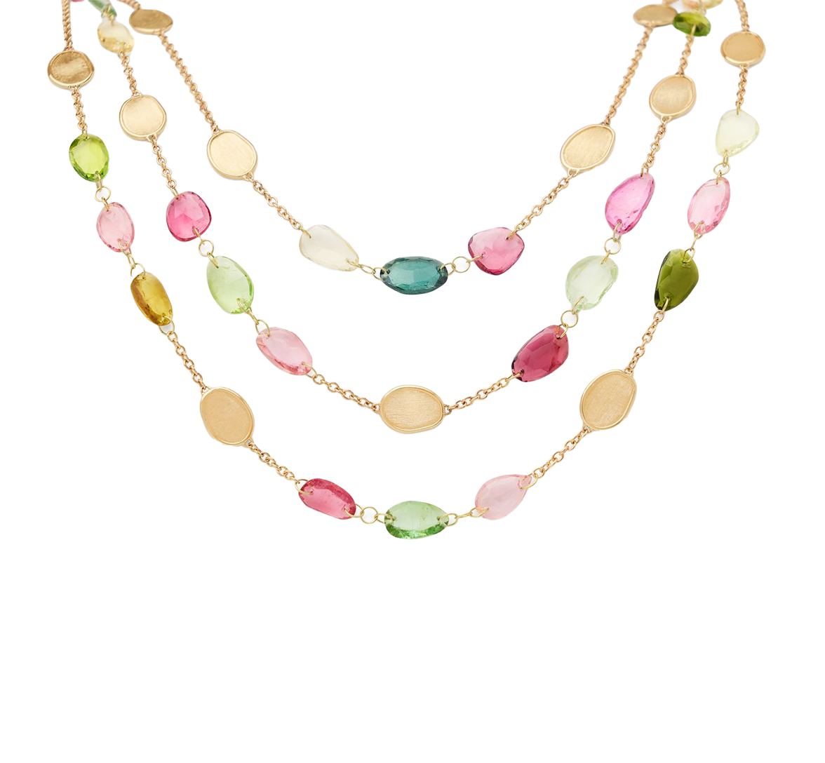 Marco Bicego Lunaria Yellow Gold Three-Strand Tourmaline Necklace