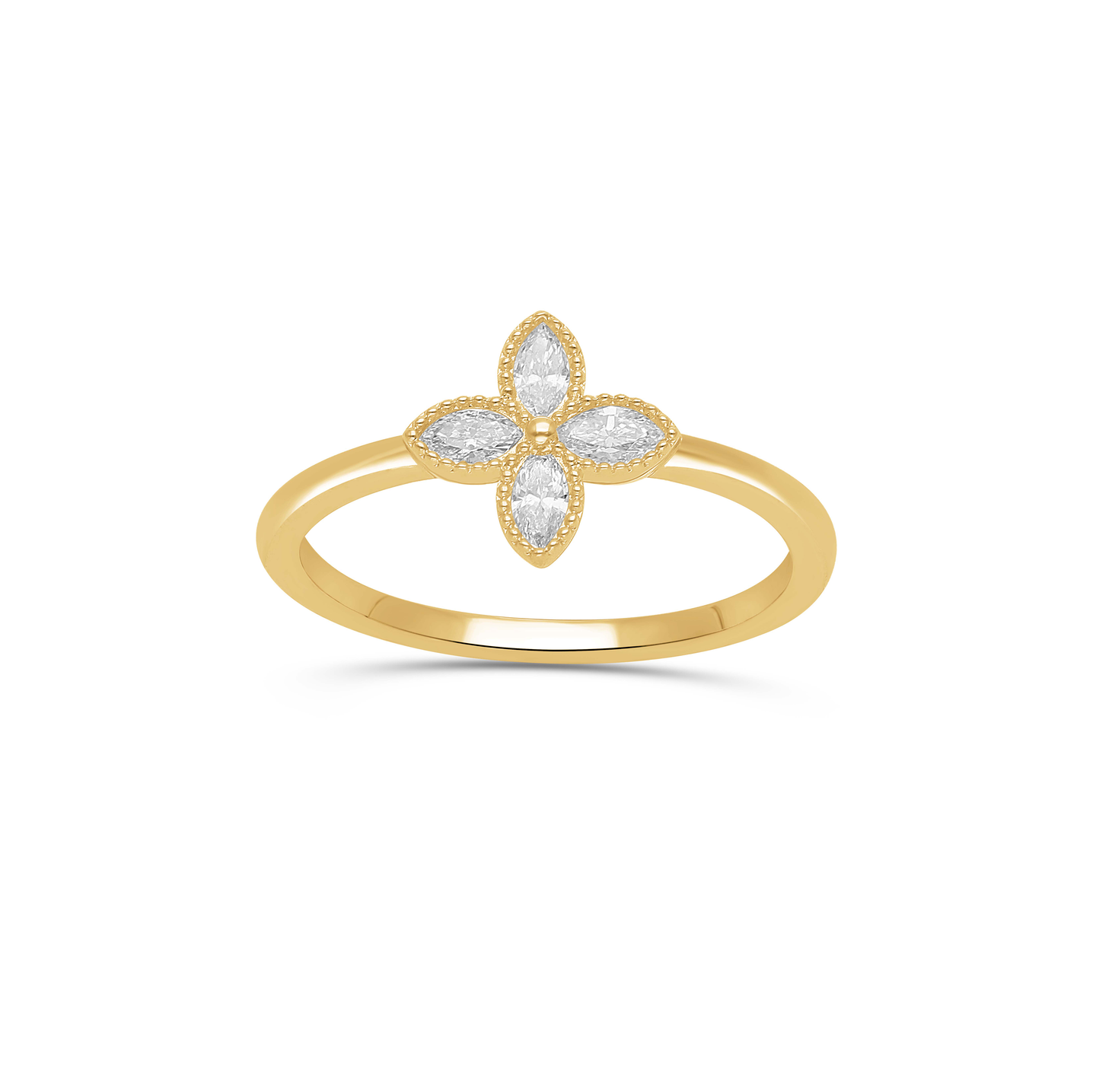 Sabel Collection Yellow Gold Marquise Diamond Flower Ring