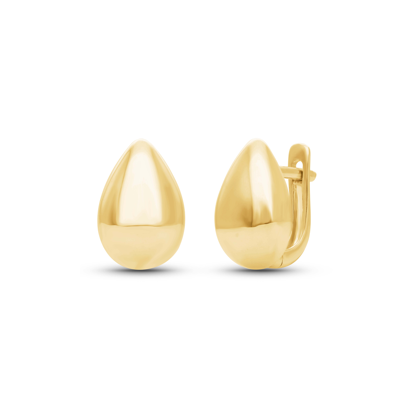 14K Yellow Gold Puff Teardrop Earrings