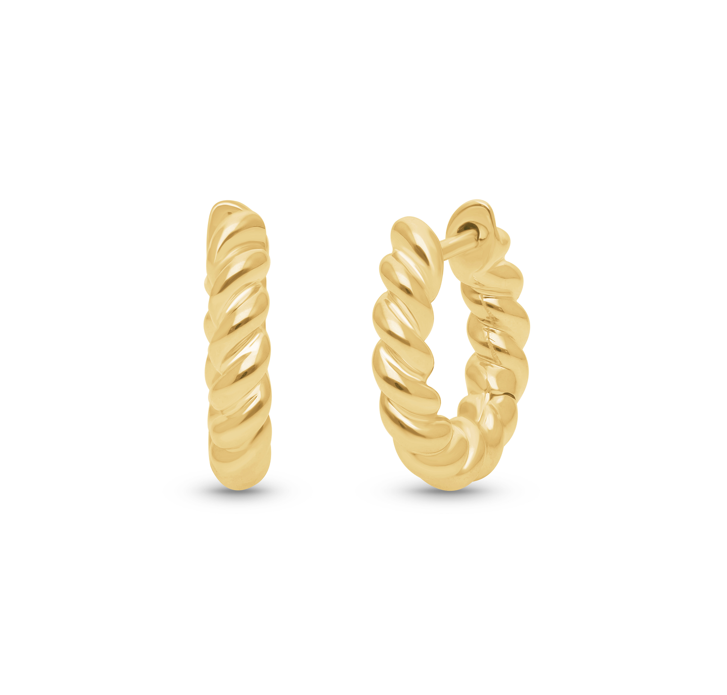 14K Yellow Gold Twisted Hoop Earrings