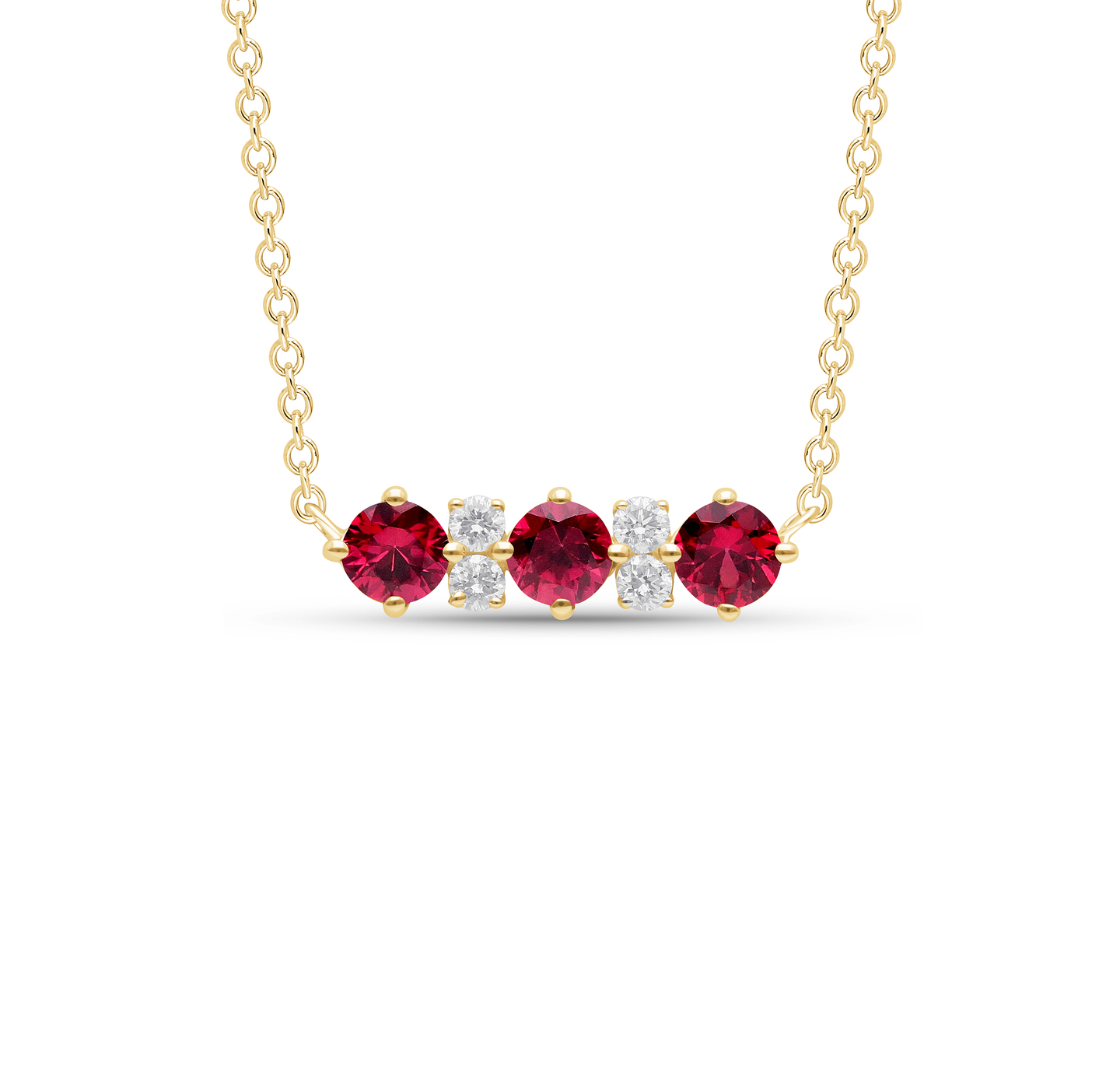 Sabel Collection Alternating Ruby and Diamond Bar Necklace