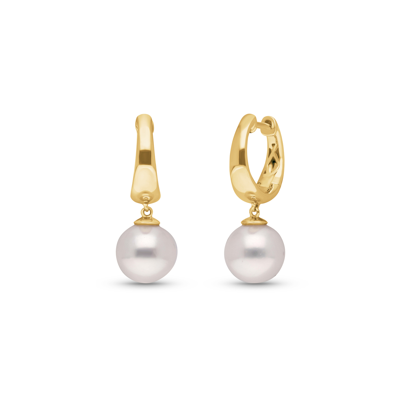 Yellow Gold 8mm Freshwater Pearl Drop Earrings