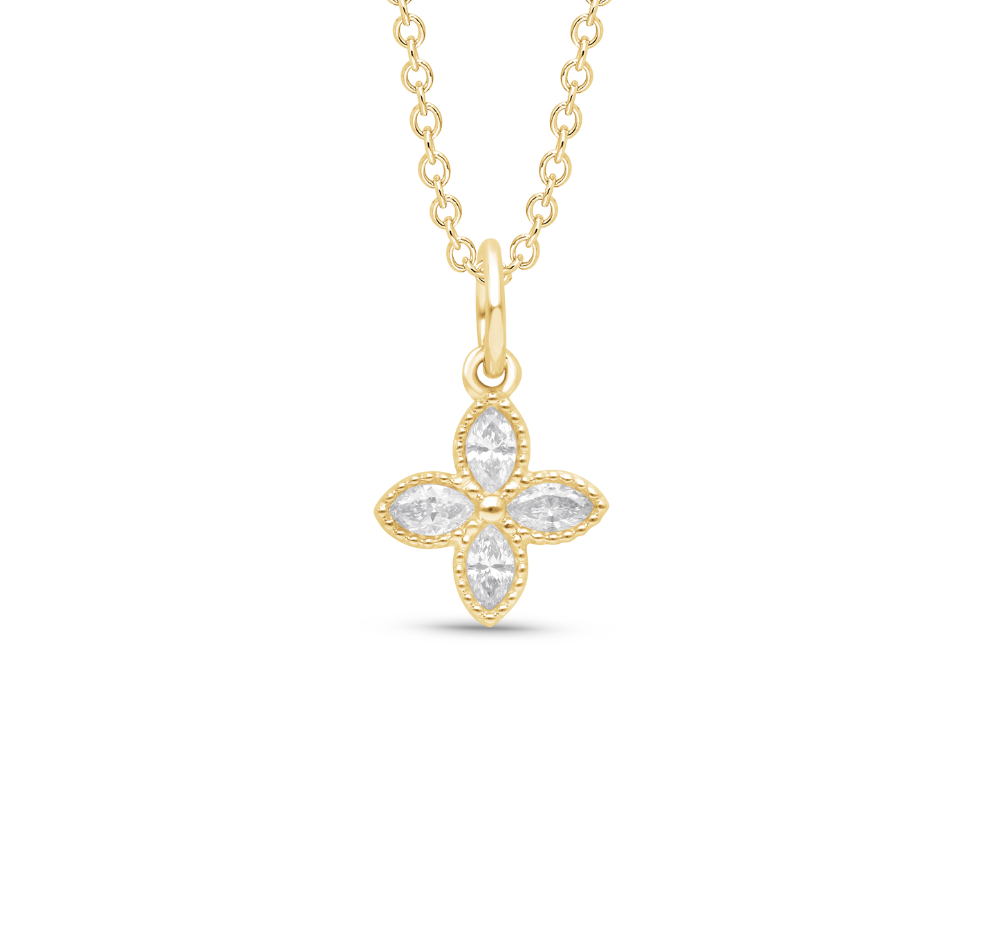 Sabel Collection Yellow Gold Marquise Diamond Flower Pendant