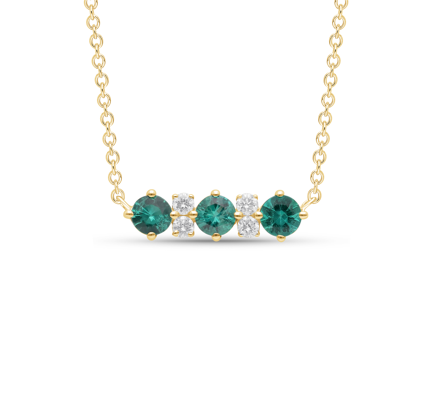 Sabel Collection Alternating Emerald and Diamond Bar Necklace