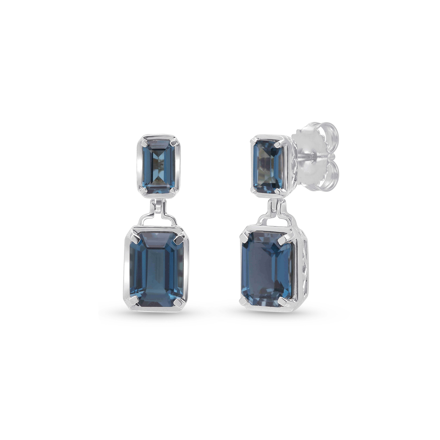 Sabel Collection White Gold London Blue Topaz Drop Earrings